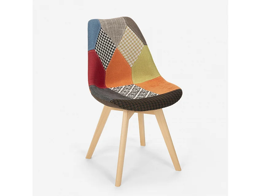 Silla de comedor de diseño nórdico con cojín Dolphin - Patchwork 3