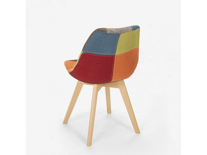 Silla de comedor de diseño nórdico con cojín Dolphin - Patchwork 3