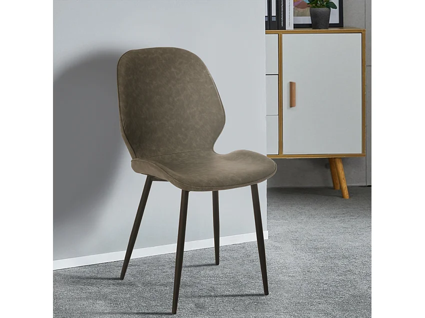 Sedia design moderno similpelle metallo per cucina bar ristorante Lyna - Grigio