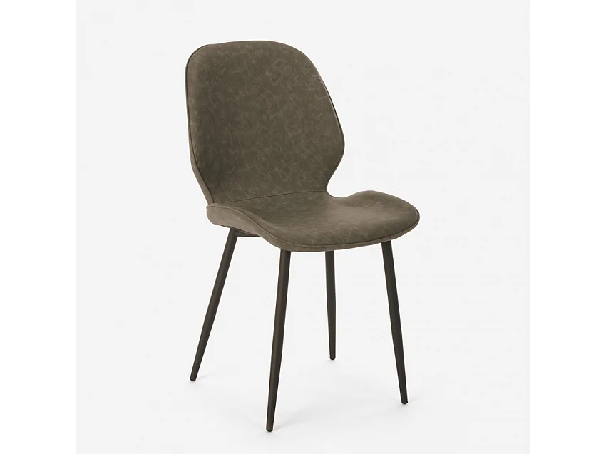 Sedia design moderno similpelle metallo per cucina bar ristorante Lyna - Grigio