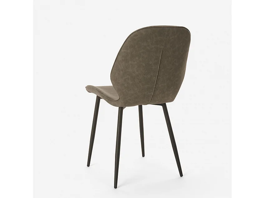 Sedia design moderno similpelle metallo per cucina bar ristorante Lyna - Grigio