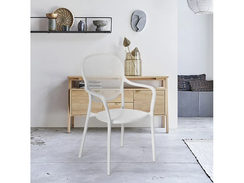 Sedia design moderno per cucina bar ristorante esterno in polipropilene Clara - Bianco