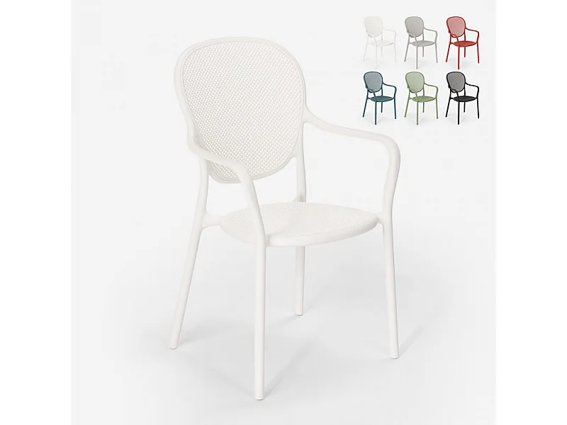 Sedia design moderno per cucina bar ristorante esterno in polipropilene Clara - Bianco