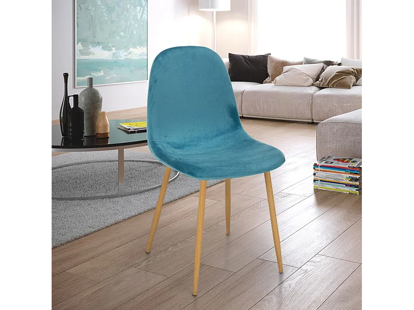 Silla de diseño nórdica madera tela cocina bar restaurante Salmon - Azul Marino