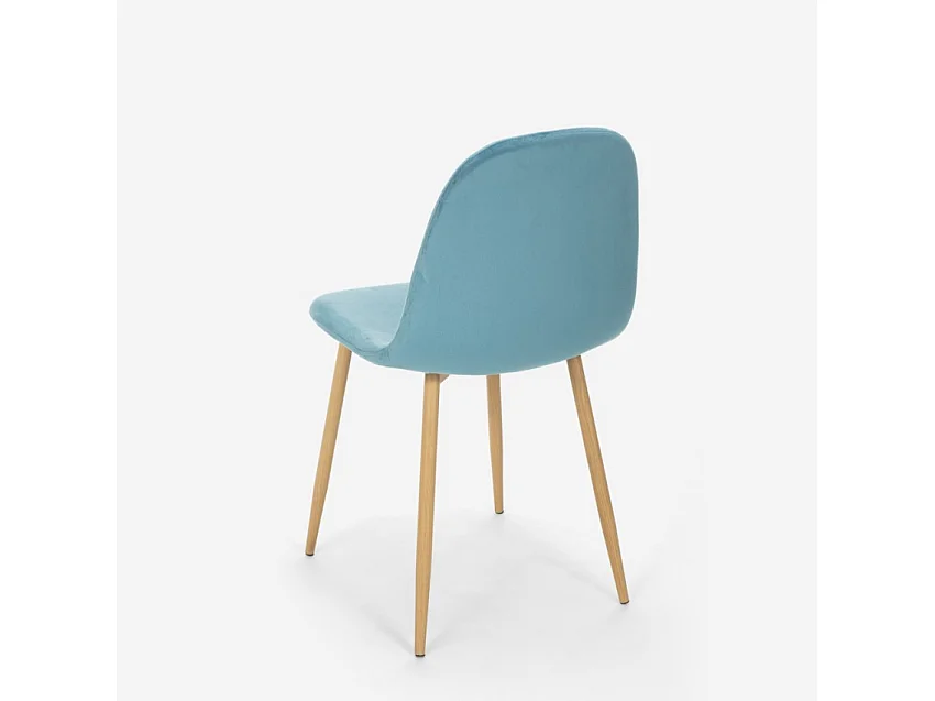 Sedia design nordico gambe legno tessuto cucina bar ristorante Salmon - Blu