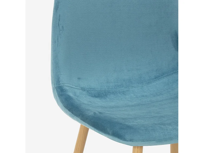 Sedia design nordico gambe legno tessuto cucina bar ristorante Salmon - Blu