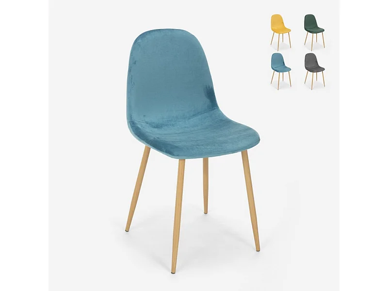 Silla de diseño nórdica madera tela cocina bar restaurante Salmon - Azul Marino