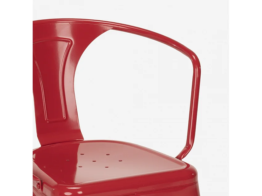 sillas con reposabrazos de acero para cocina y bar diseño moderno steel arm - Rojo