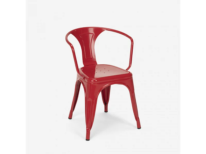sillas con reposabrazos de acero para cocina y bar diseño moderno steel arm - Rojo