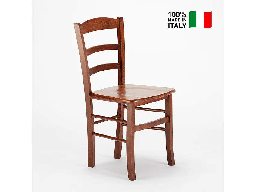 Silla Comedor Madera Haya Rústica para bar y tabernas Paesana Wood - Marrón