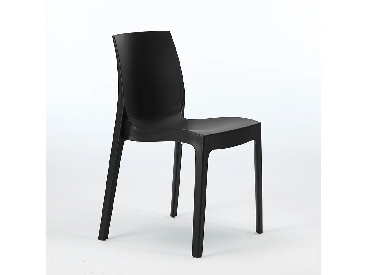 Chaise en polypropylène empilable Salle à Manger café bar Rome Grand Soleil - Noir