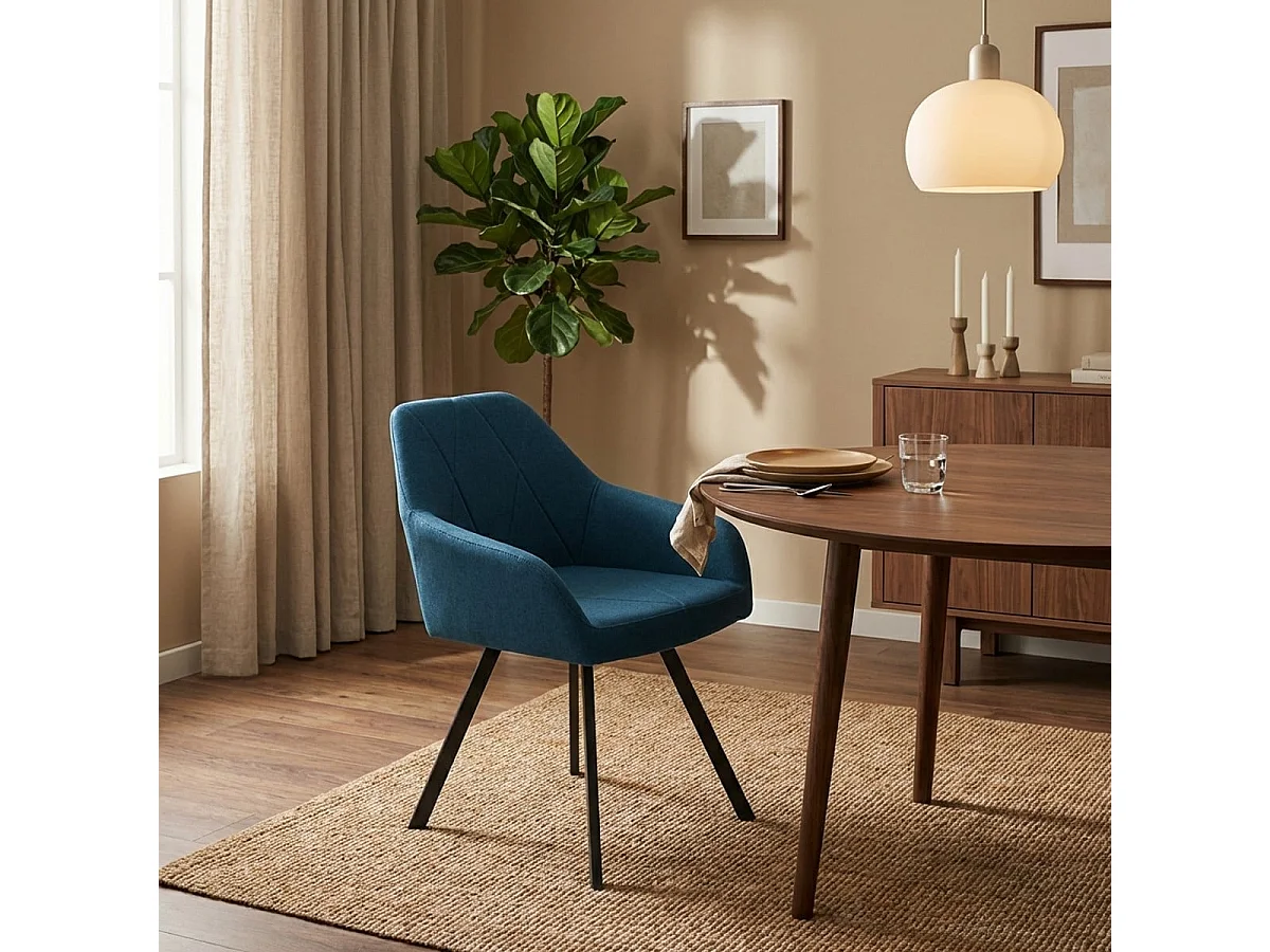 Stoffstuhl mit Armlehnen für Esszimmer und Küche Rakna - Blau