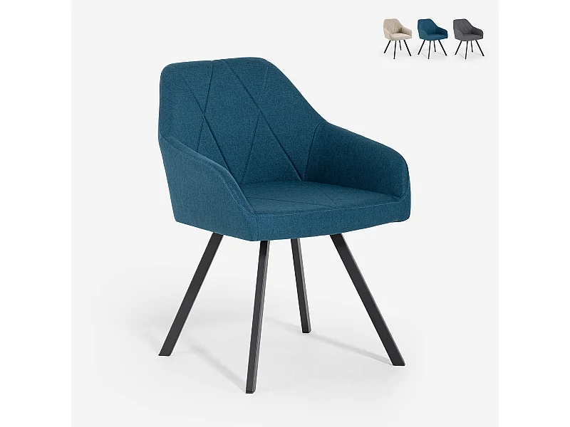 Stoffstuhl mit Armlehnen für Esszimmer und Küche Rakna - Blau