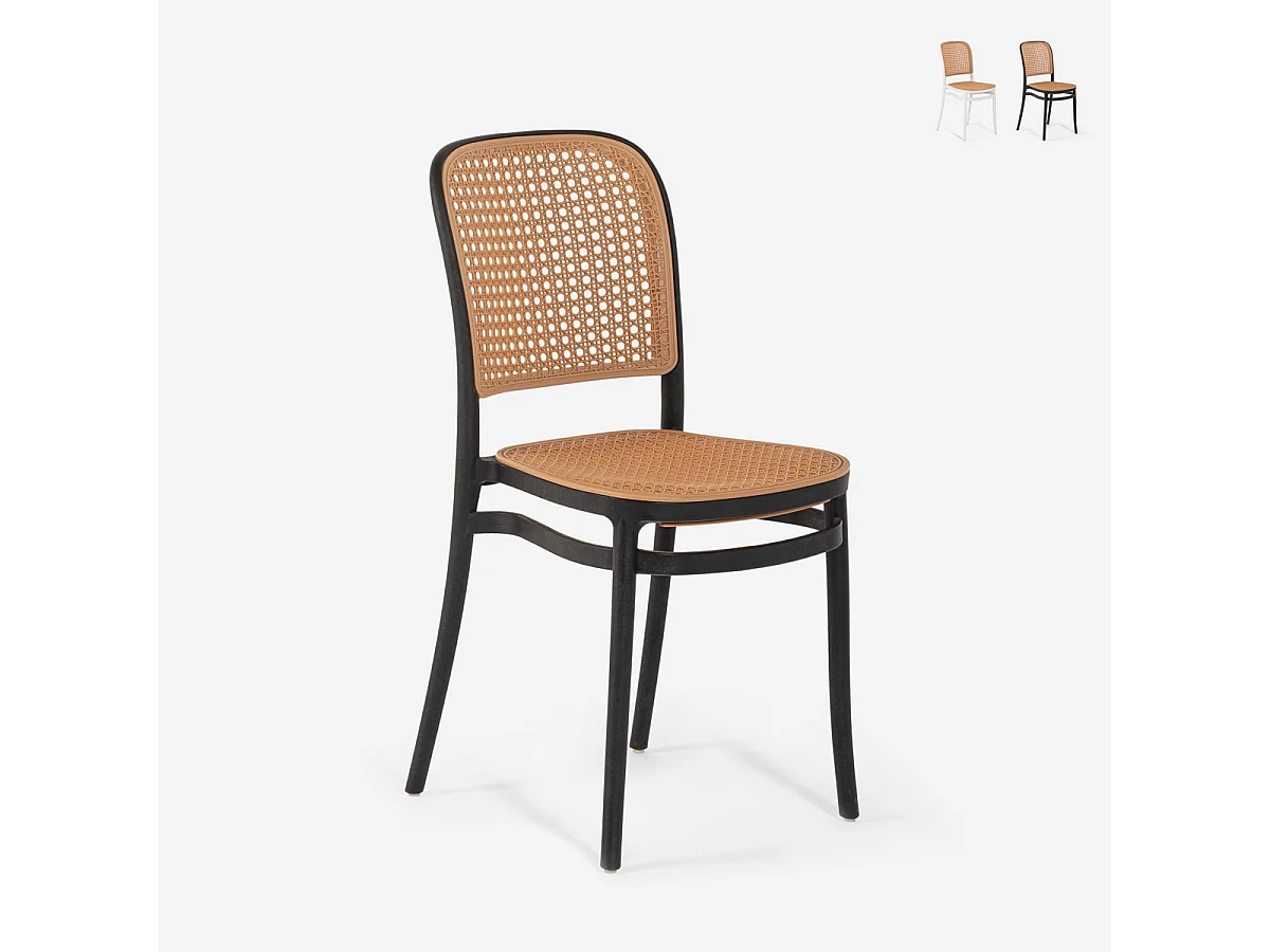 Sedia da cucina ristorante esterno impilabile in stile classico Vihmin - Nero