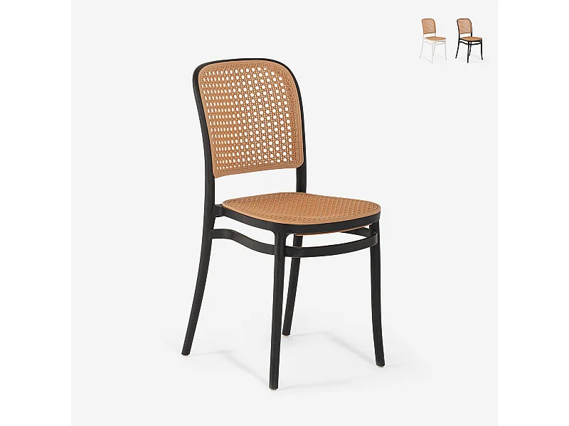 Sedia da cucina ristorante esterno impilabile in stile classico Vihmin - Nero