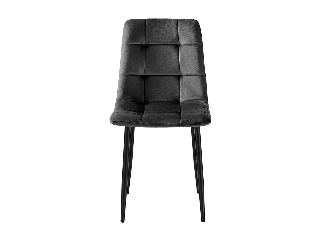 Juego de 4 sillas de comedor y cocina de terciopelo con efecto acolchado Corfù - Negro