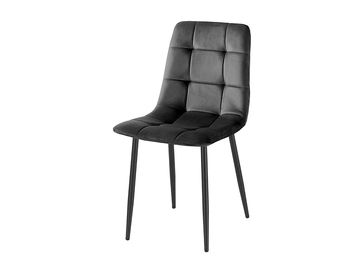 Wohnzimmer- Küchenstühle 4er Set gesteppt Samt Corfù - Schwarz