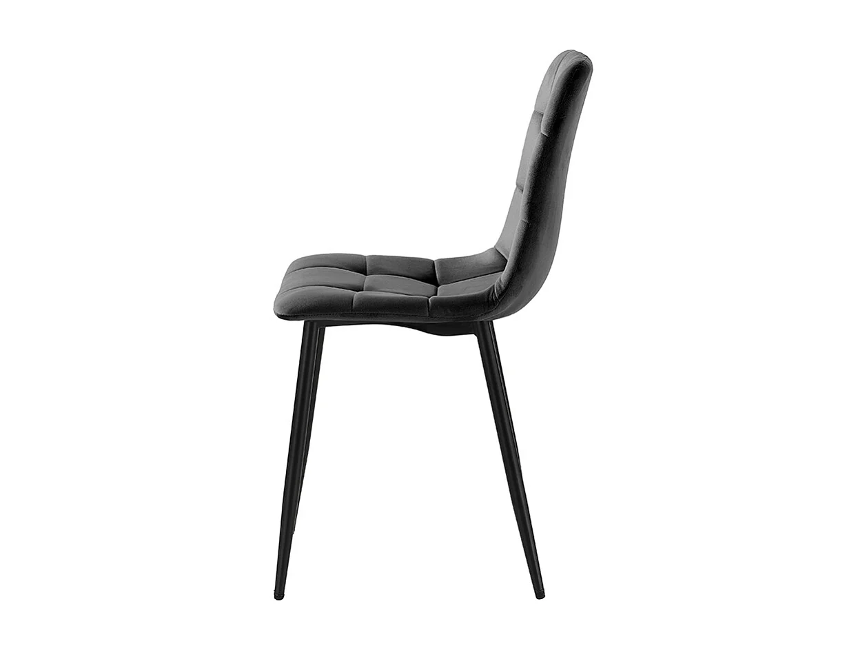 Wohnzimmer- Küchenstühle 4er Set gesteppt Samt Corfù - Schwarz