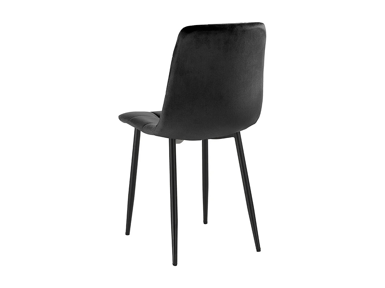 Wohnzimmer- Küchenstühle 4er Set gesteppt Samt Corfù - Schwarz
