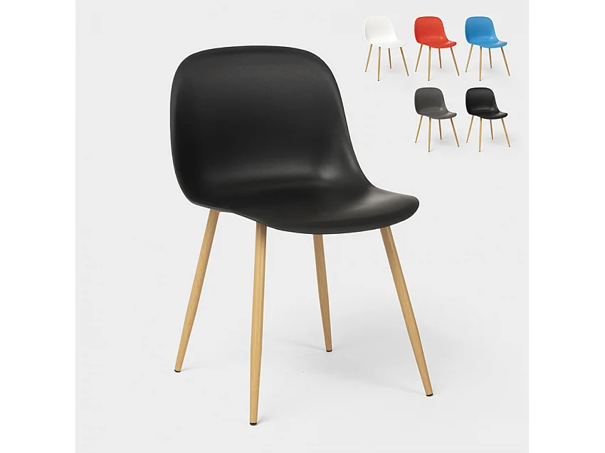 Sillas de diseño escandinavo para cocina comedor restaurante Sleek - Negro