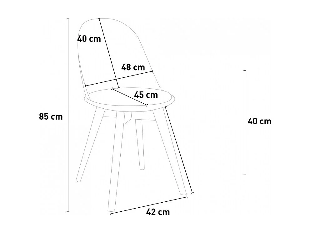 Stuhl in Skandinavischen Design aus Holz mit Kissen für Küche Esszimmer Bib Nordica - Grau