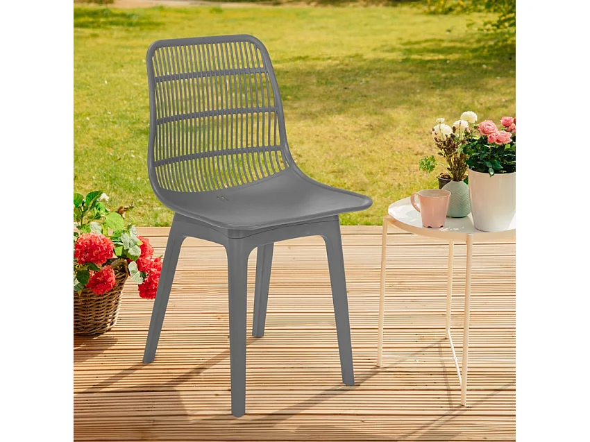 Sedia in polipropilene per cucina bar ristorante giardino moderno Bluetit - Grigio