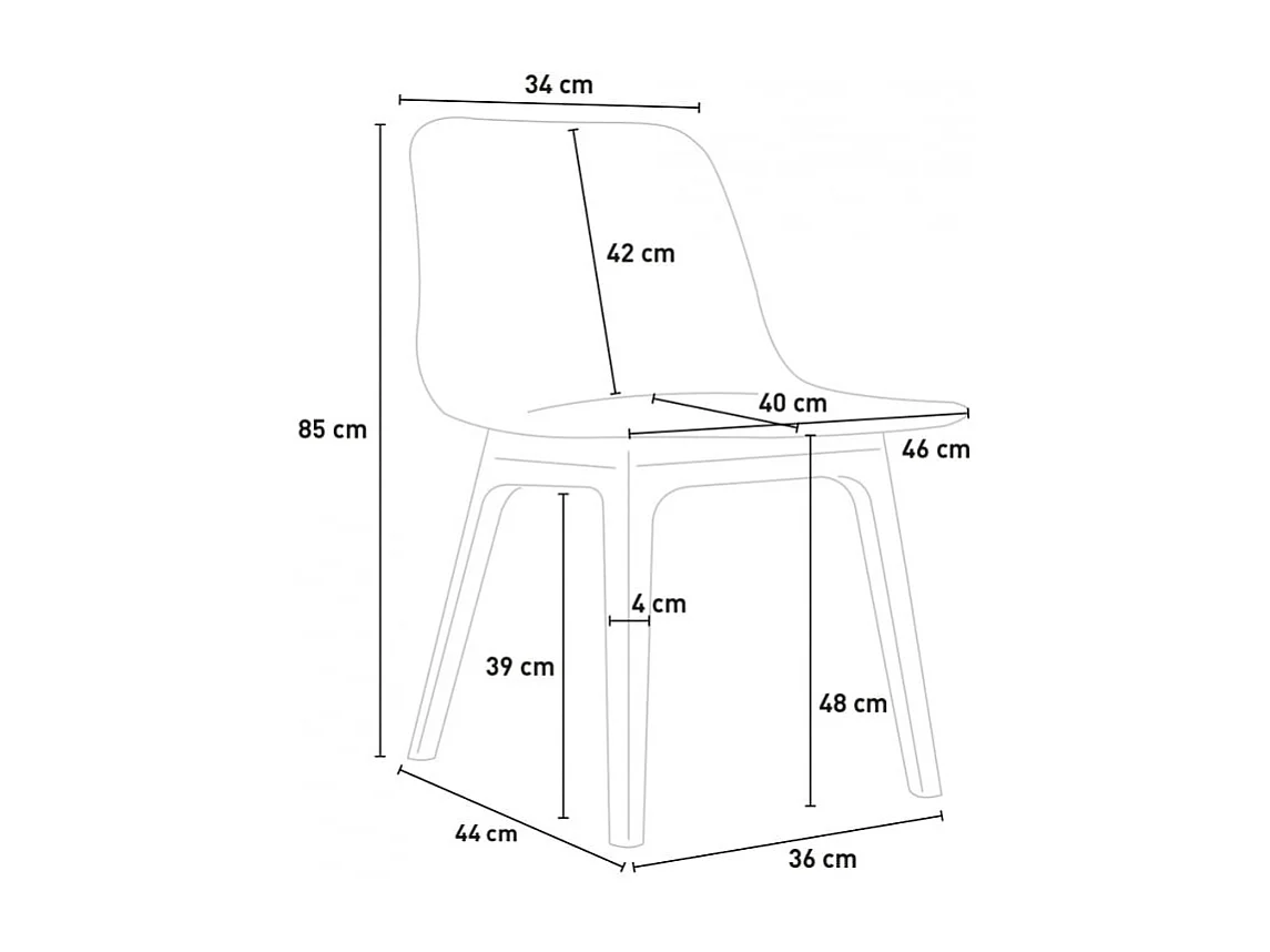 Polypropylen Stuhl für Küche, Bar, Restaurant, moderner Garten Bluetit - Grau