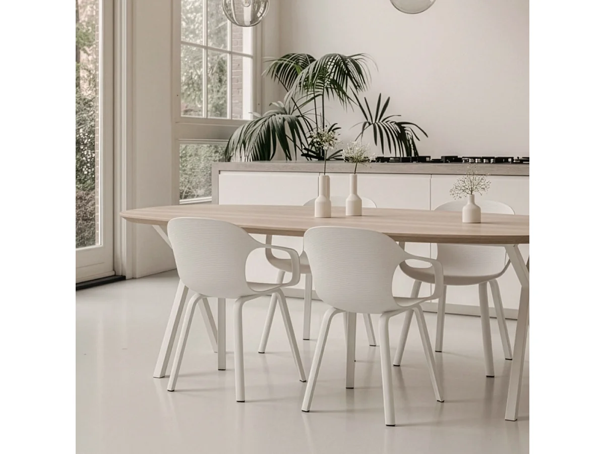 Juego de 4 sillas de comedor con diseño contemporáneo Corto - Blanco