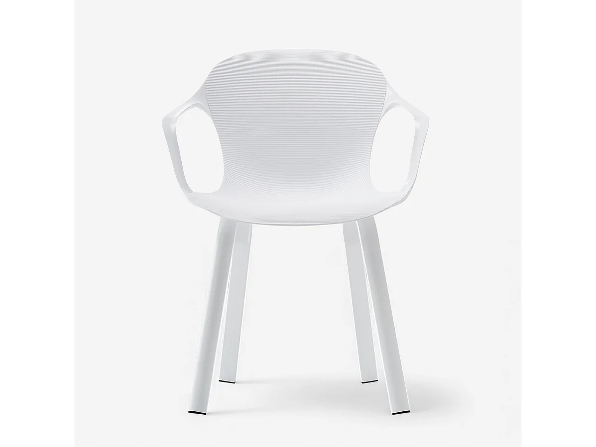 Juego de 4 sillas de comedor con diseño contemporáneo Corto - Blanco