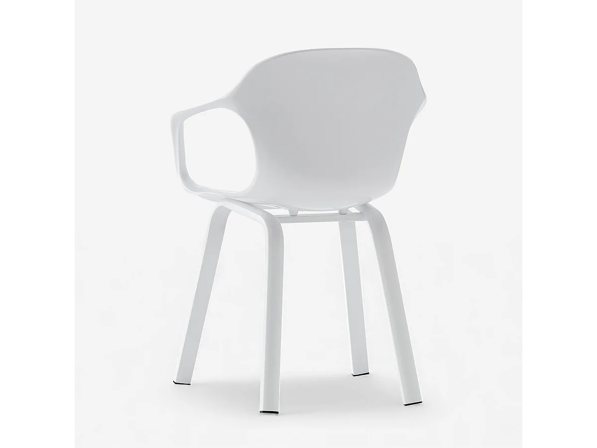 Juego de 4 sillas de comedor con diseño contemporáneo Corto - Blanco