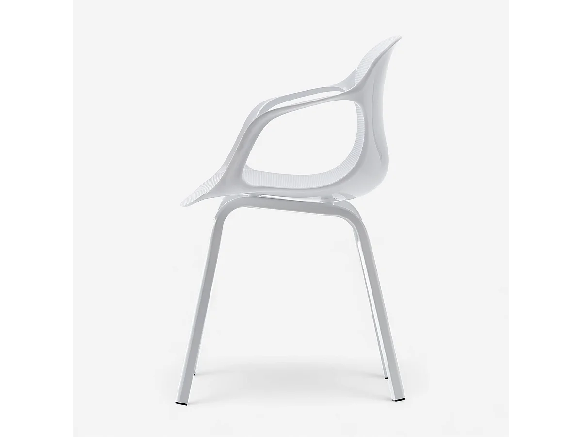 Juego de 4 sillas de comedor con diseño contemporáneo Corto - Blanco