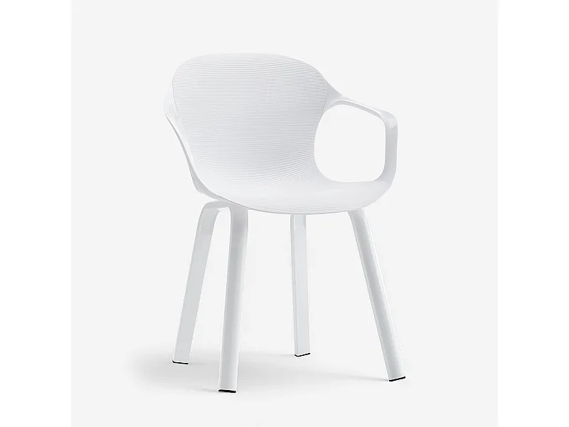 Juego de 4 sillas de comedor con diseño contemporáneo Corto - Blanco