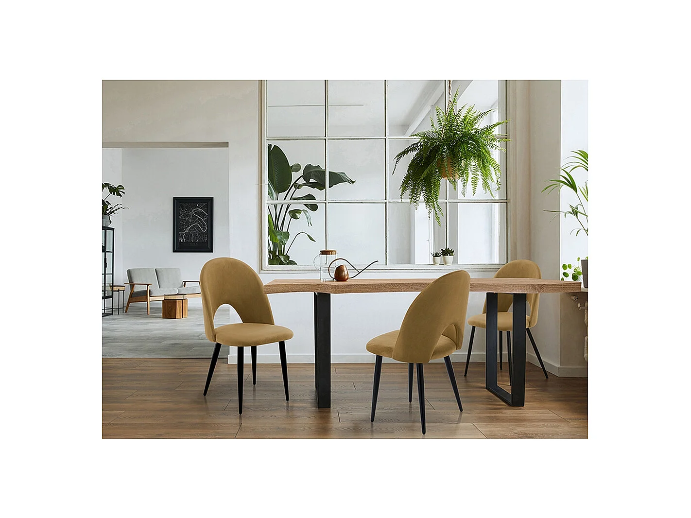 Set aus 4 modernen Design-Küchenstühlen aus Samt Bounty - Taubengrau