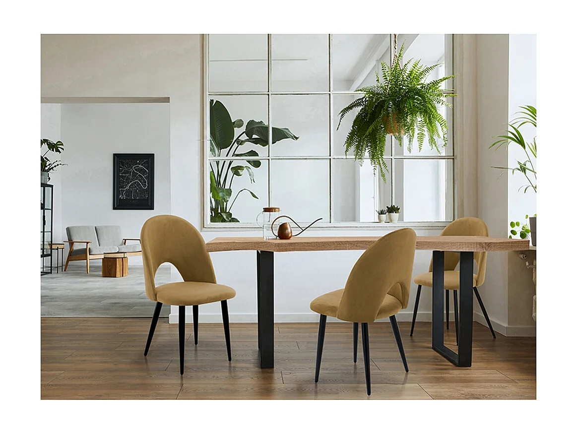 Set aus 4 modernen Design-Küchenstühlen aus Samt Bounty - Taubengrau