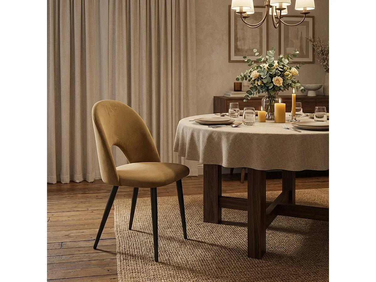 Set 4 sedie da cucina sala da pranzo design moderno in velluto Bounty - Tortora