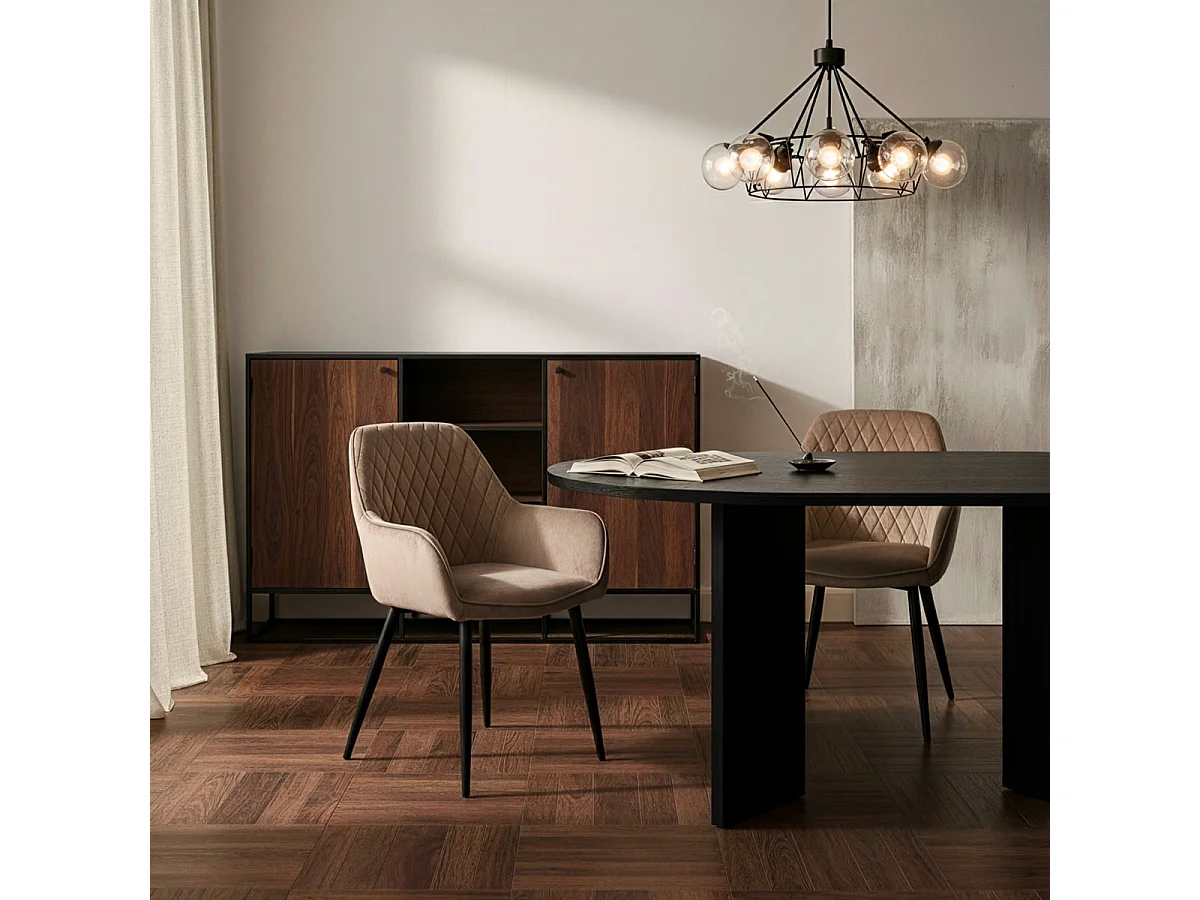 Sillón de salón tapizado en terciopelo de diseño Nirvana - Beige