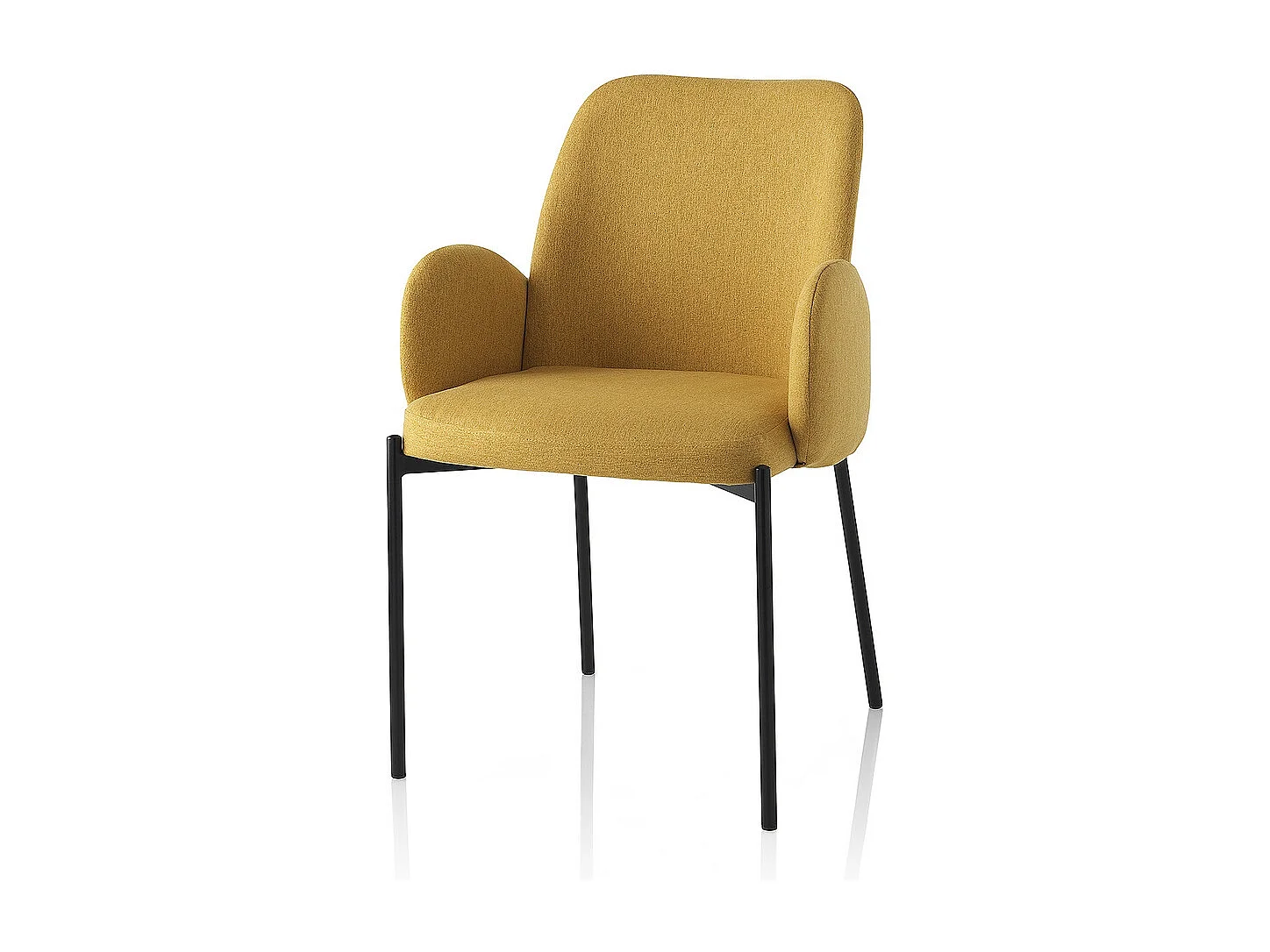 2 x Küchenstühle modern gepolstert aus Stoff mit Armlehnen Antea - Gelb