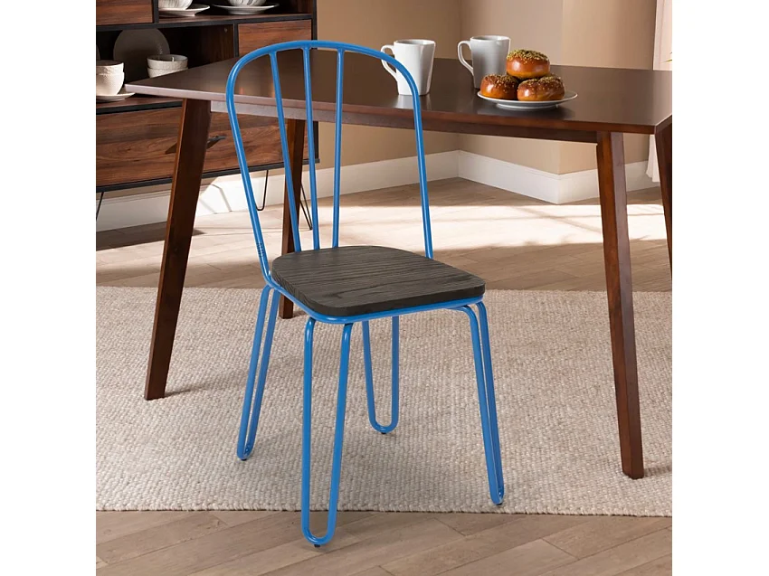 Stuhl für bar- und küche aus stahl im industriestil Ferrum - Blau