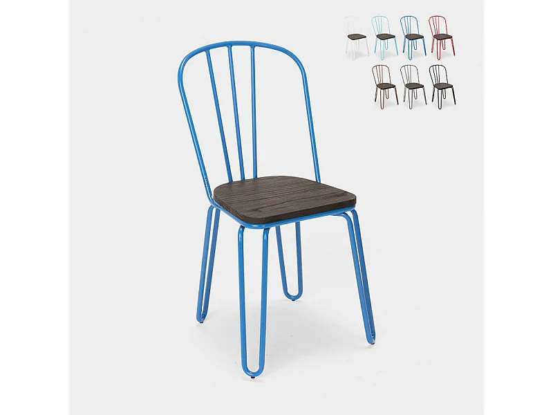 Stuhl für bar- und küche aus stahl im industriestil Ferrum - Blau