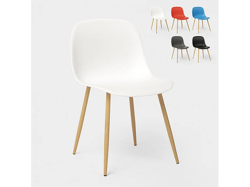 Sillas de diseño escandinavo para cocina comedor restaurante Sleek - Blanco