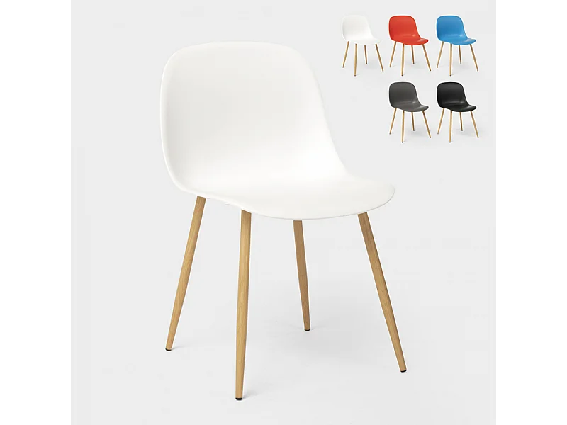 Sillas de diseño escandinavo para cocina comedor restaurante Sleek - Blanco