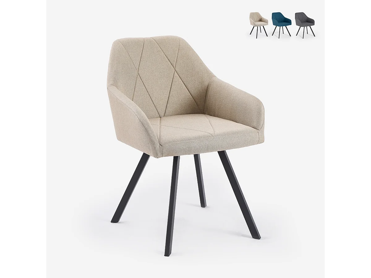 Stoffstuhl mit Armlehnen für Esszimmer und Küche Rakna - Beige