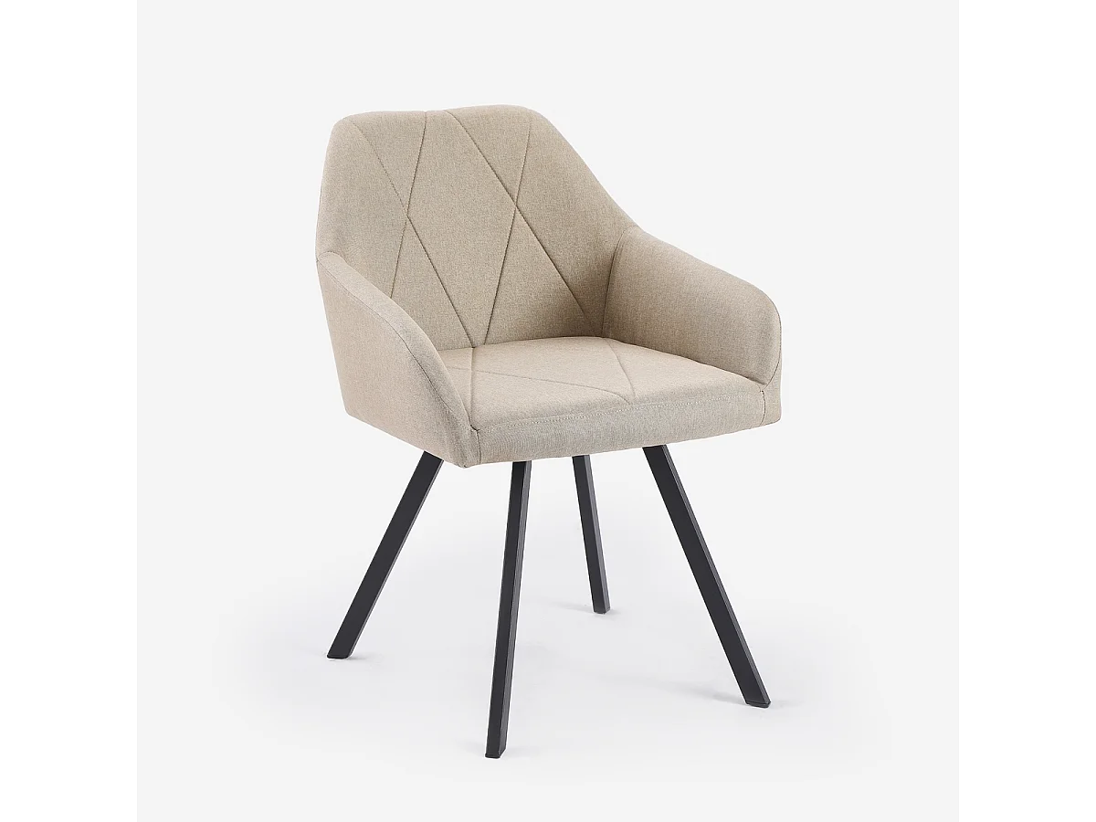 Stoffstuhl mit Armlehnen für Esszimmer und Küche Rakna - Beige