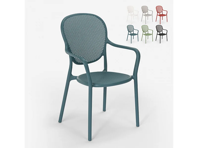 Stuhl in modernem Design aus Polypropylen für Küche Bar Restaurant und Außen Clara - Blau