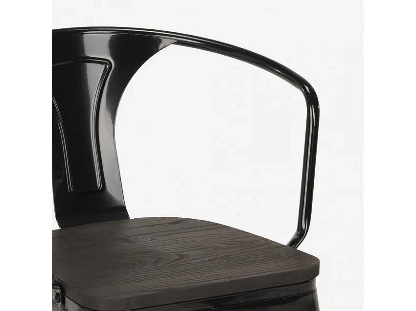 stühle stuhl aus metall holz im industriellen stil für bar küchen steel wood arm - Schwarz