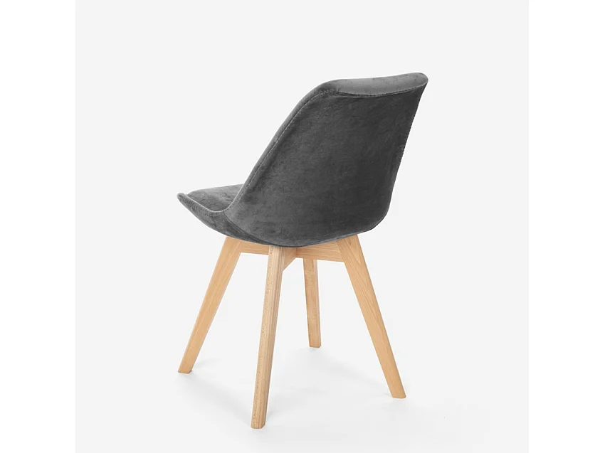 Skandinavischer Designstuhl aus Samt Holz mit Kissen für Küchen Bars Restaurant Dolphin Lux - Grau