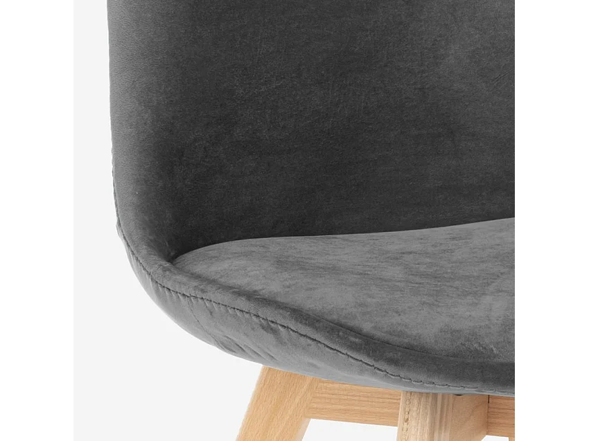 Skandinavischer Designstuhl aus Samt Holz mit Kissen für Küchen Bars Restaurant Dolphin Lux - Grau