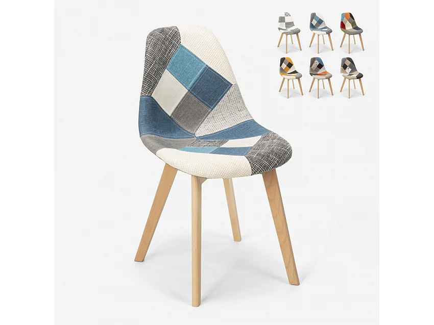 Patchwork Stuhl aus Holz und Stoff für Küche Bar Restaurant Robin - Patchwork 5