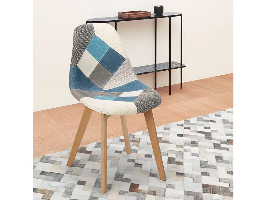 Patchwork Stuhl aus Holz und Stoff für Küche Bar Restaurant Robin - Patchwork 5