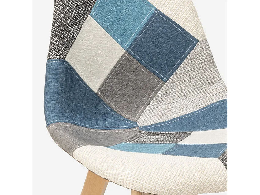 Chaise patchwork design nordique bois et tissu cuisine bar restaurant Robin - Patchwork 5